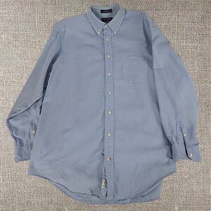 Daniel Cremieux Blue Plaid Dress Shirt Large Regular Fit 17.5in Neck Long